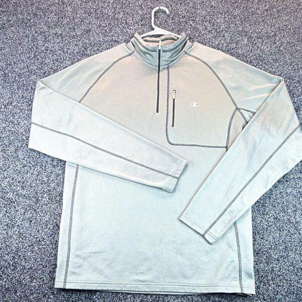 Champion Elite Men’s XL Gray 1/4 Zip Mock Neck Pullover Long Sleeve Pockets